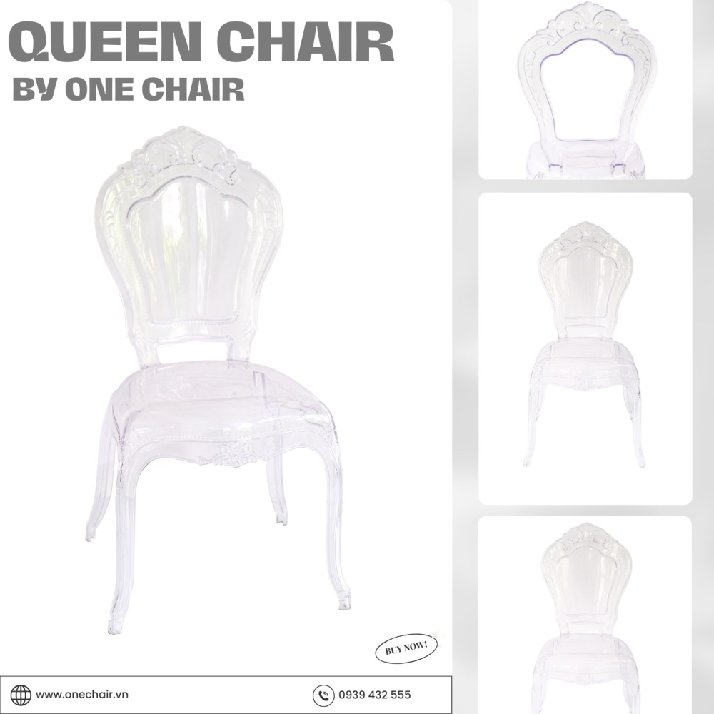 NEW - Queen Chair: Ghế Acrylic Lộng Lẫy Dành Cho Sự Kiện Tiệc Cưới Quý Phái