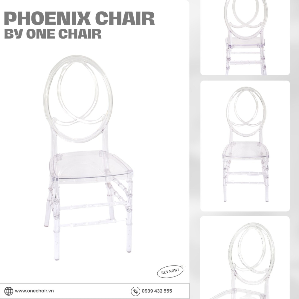 Phoenix Chair:  Ghế Phượng Hoàng Tiệc Cưới, Thiết Kế Trong Suốt Cá Tính