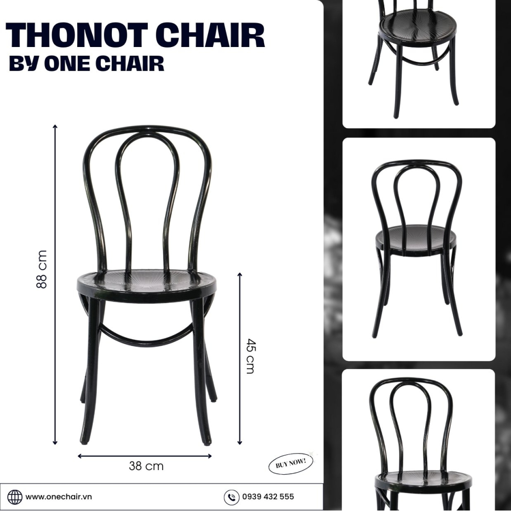 NEW - Ghế Thonot Màu Đen: Vẻ Đẹp Huyền Bí, Sang Trọng và Hiện Đại