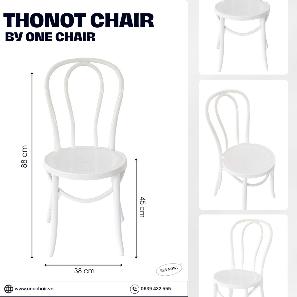 NEW - Ghế Thonot Màu Trắng: Vẻ Đẹp Tinh Khôi Và Sang Trọng Cho Mọi Tiệc Cưới