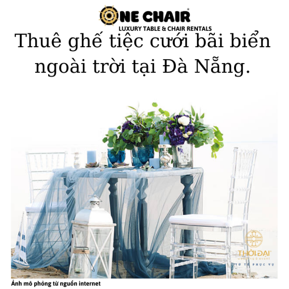 Thuê ghế tiệc cưới bãi biển ngoài trời tại Đà Nẵng.
