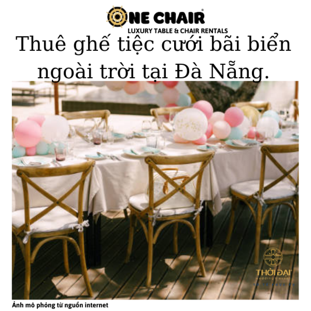 Thuê ghế tiệc cưới bãi biển ngoài trời tại Đà Nẵng.