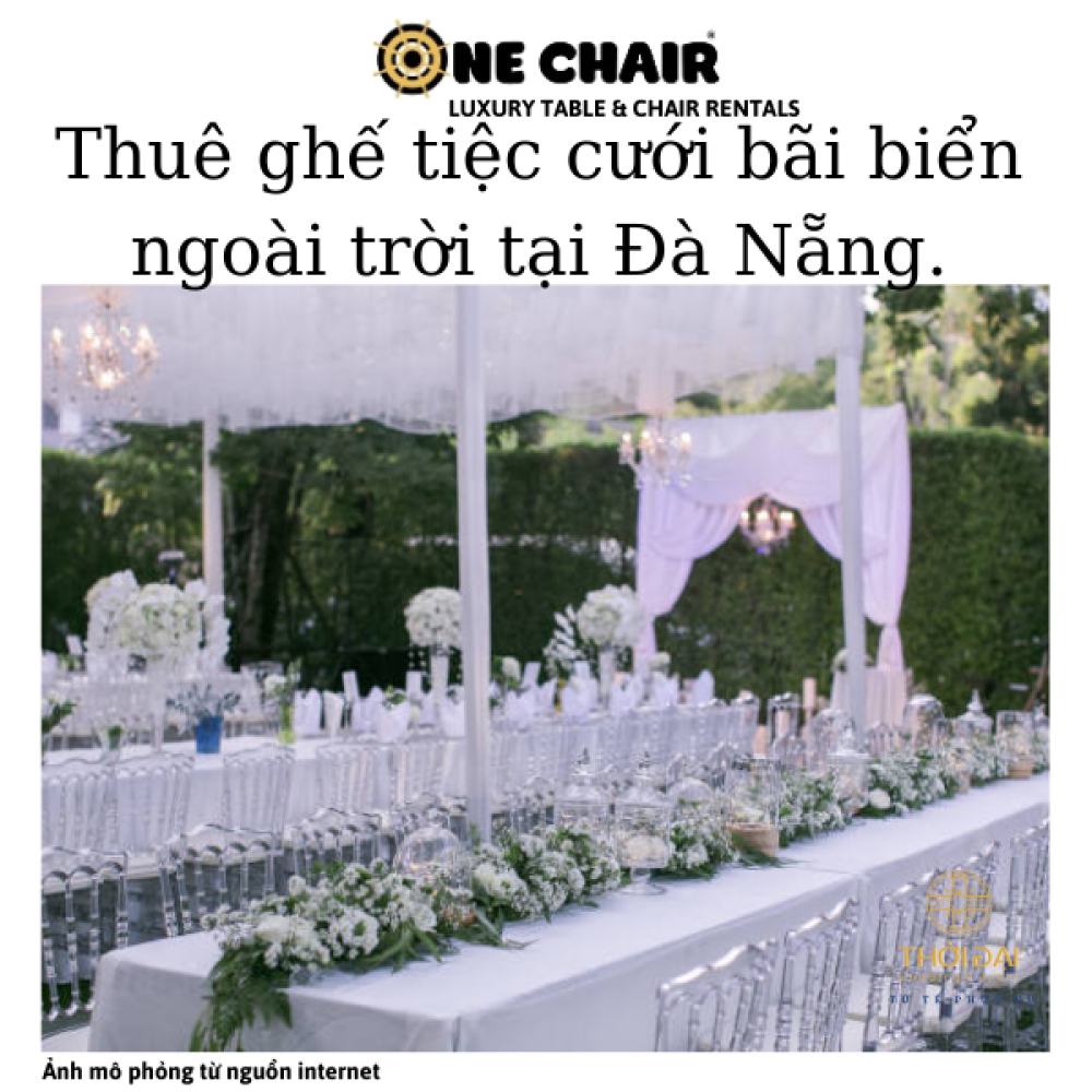 Thuê ghế tiệc cưới bãi biển ngoài trời tại Đà Nẵng.