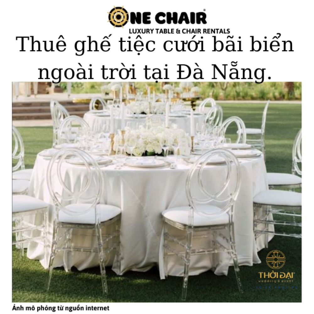 Thuê ghế tiệc cưới bãi biển ngoài trời tại Đà Nẵng.