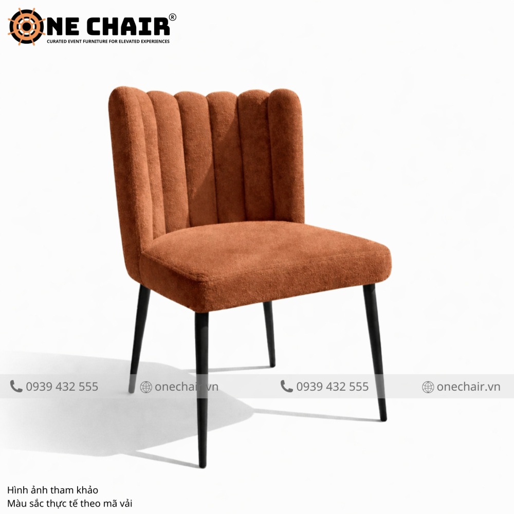 Sofa Tulip Cao Cấp Màu Nâu Terracotta – Ấm Nồng & Cá Tính Cho Sự Kiện Đậm Chất Nghệ Thuật