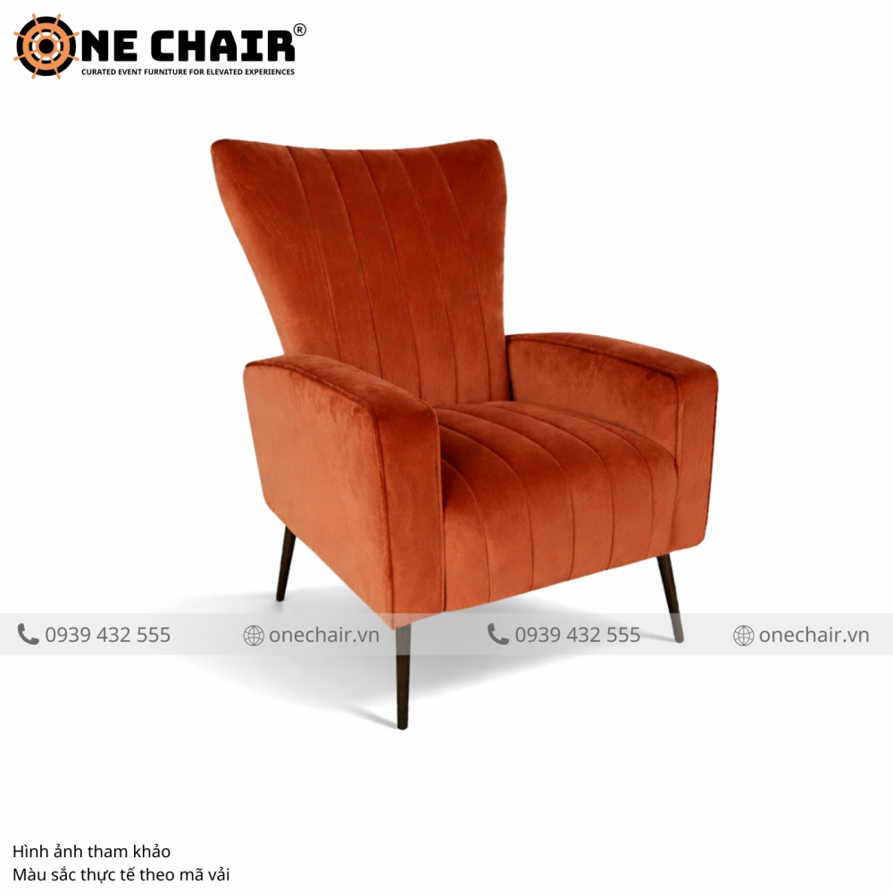 Sofa Sự Kiện Armchair Cao Cấp Muse Nâu Terracotta – Hơi Thở Đất Trời Chạm Đỉnh Earthy Luxe Sự Kiện