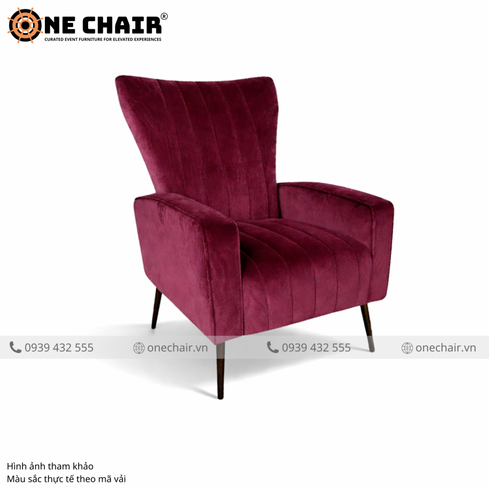 Sofa Armchair Sự Kiện Cao Cấp Muse Đỏ Burgundy – Đỉnh Cao Dark Romance Cho Sự Kiện Khó Quên