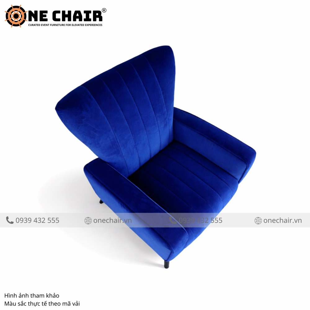 Sofa Sự Kiện Armchair Muse Xanh Coban – Quyền Lực & Thanh Lịch Thống Trị Mọi Sự Kiện Đẳng Cấp