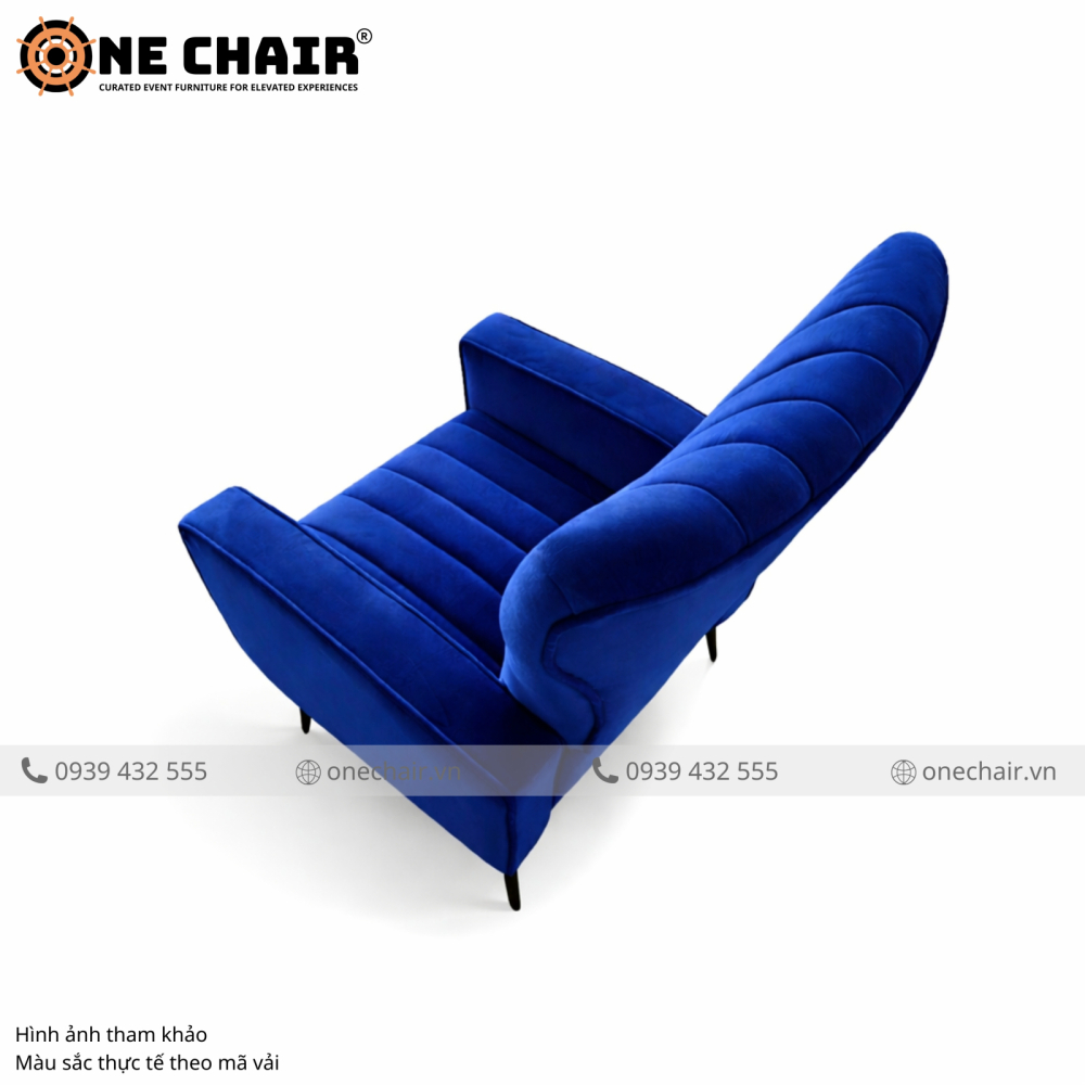 Sofa Sự Kiện Armchair Muse Xanh Coban – Quyền Lực & Thanh Lịch Thống Trị Mọi Sự Kiện Đẳng Cấp
