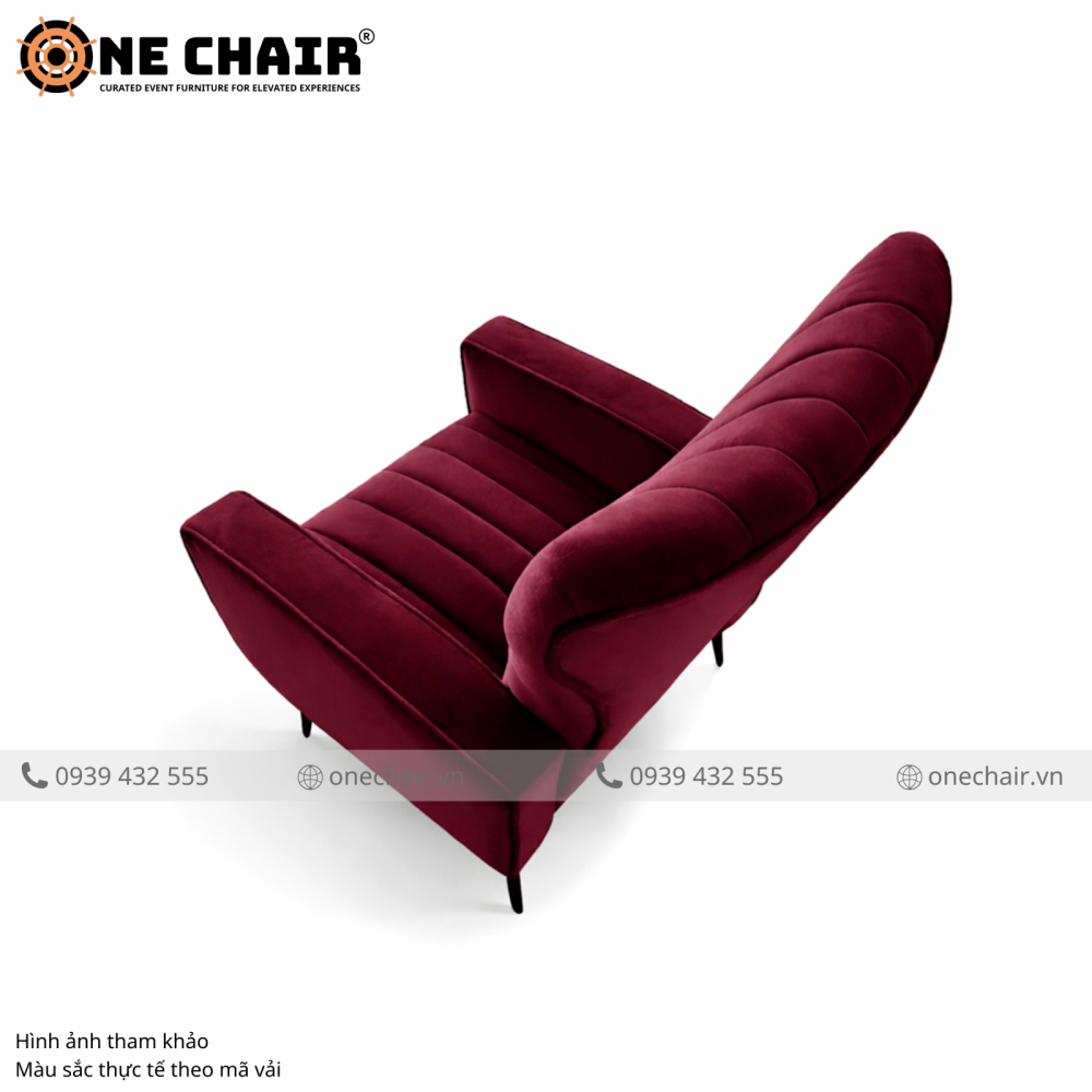 Sofa Armchair Sự Kiện Cao Cấp Muse Đỏ Burgundy – Đỉnh Cao Dark Romance Cho Sự Kiện Khó Quên