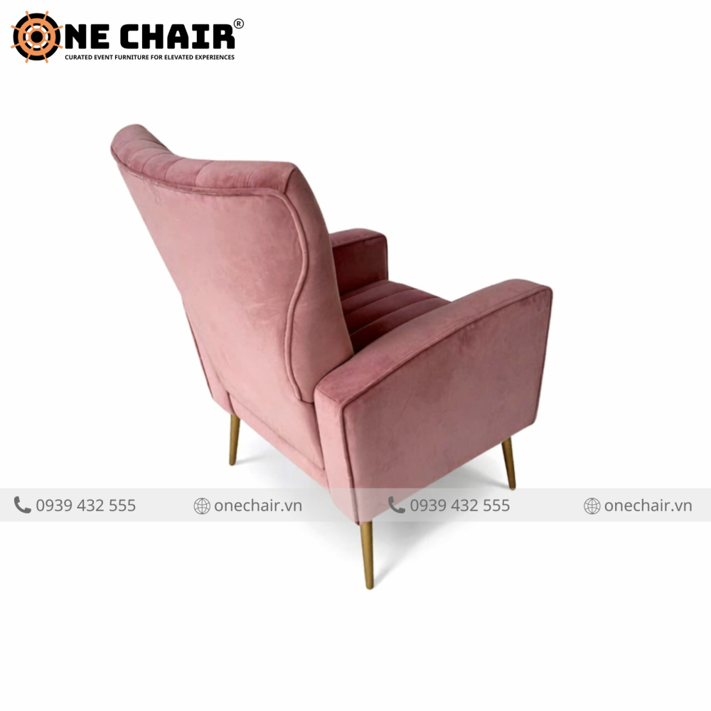 Ghế Sofa Sự Kiện Muse Armchair Nhung Hồng Dusty – Nàng Thơ Của Mọi Không Gian Sự Kiện Tinh Tế