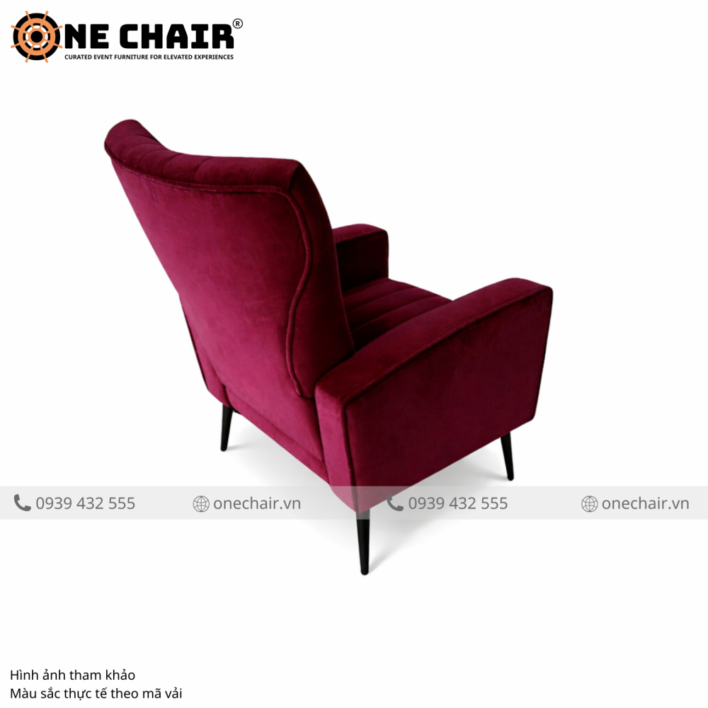 Sofa Armchair Sự Kiện Cao Cấp Muse Đỏ Burgundy – Đỉnh Cao Dark Romance Cho Sự Kiện Khó Quên