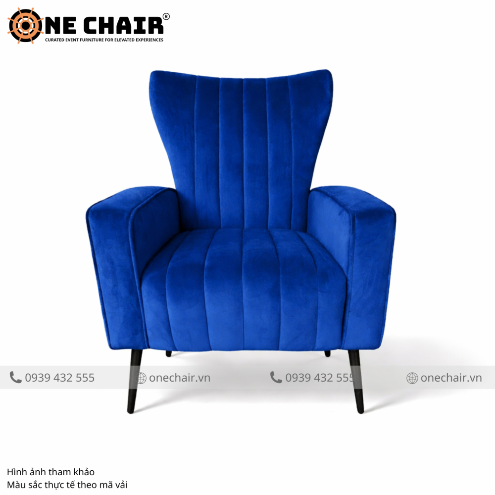 Sofa Sự Kiện Armchair Muse Xanh Coban – Quyền Lực & Thanh Lịch Thống Trị Mọi Sự Kiện Đẳng Cấp