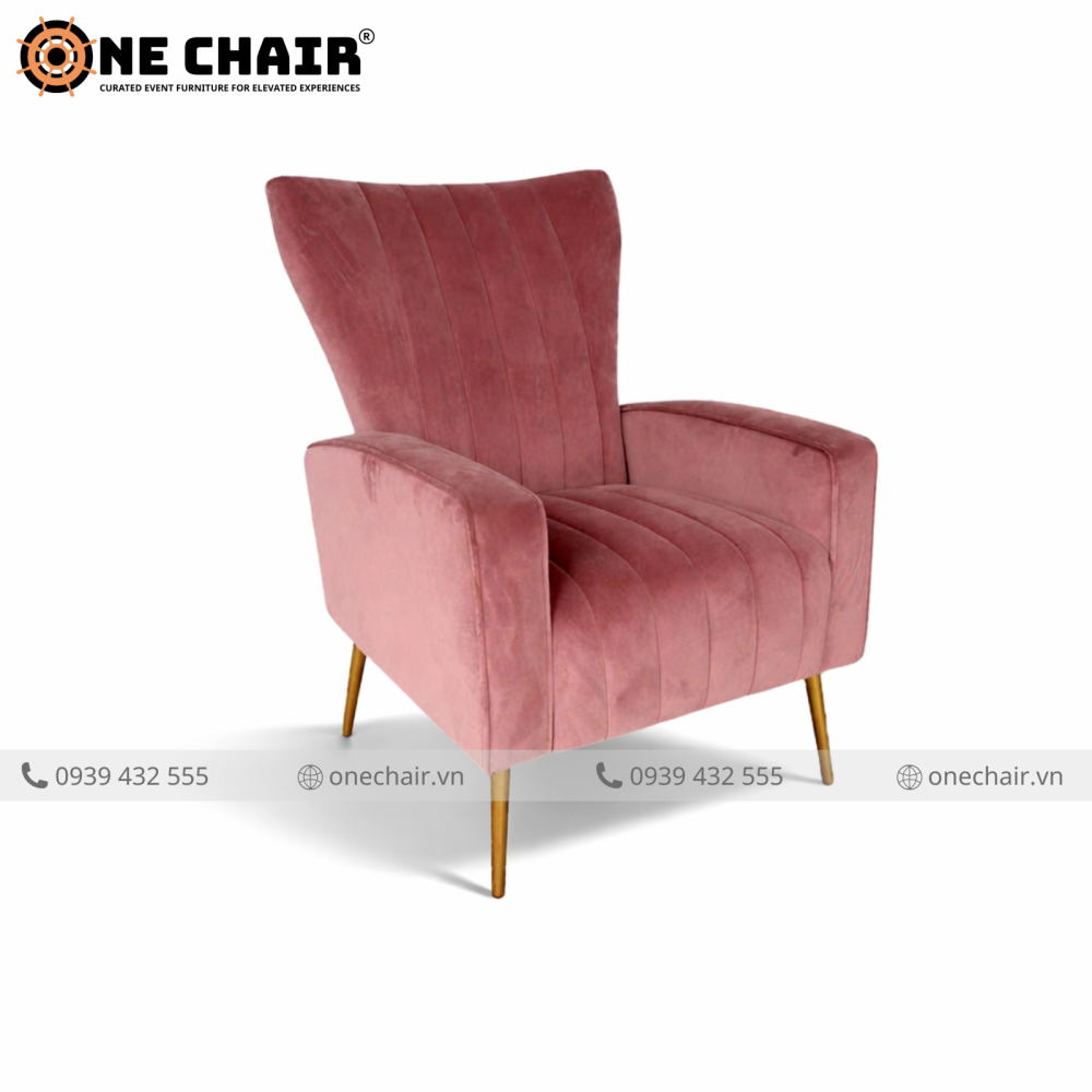 Ghế Sofa Sự Kiện Muse Armchair Nhung Hồng Dusty – Nàng Thơ Của Mọi Không Gian Sự Kiện Tinh Tế