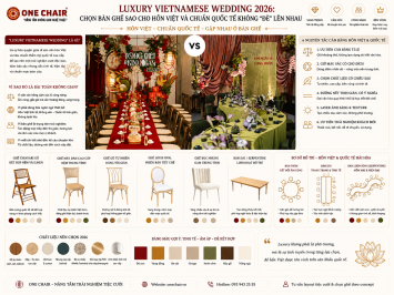 Luxury Vietnamese Wedding 2026: chọn bàn ghế sao cho hồn Việt và chuẩn quốc tế không "đè" lên nhau