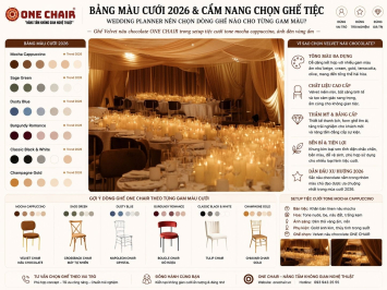 Bảng Màu Cưới 2026 & Cẩm Nang Chọn Ghế Tiệc Wedding Planner Nên Chọn Dòng Ghế Nào Cho Từng Gam Màu?