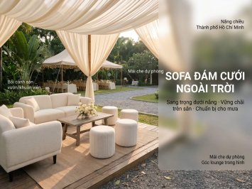 Sofa Cưới Tiệc Ngoài Trời Tại TP.HCM: Chọn & Setup Khu Lounge Chuẩn