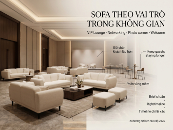 Xu hướng ứng dụng sofa trong sự kiện cao cấp 2026: phối theo vai trò khu vực, không theo mẫu