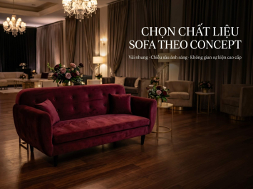 Sofa vải nhung hay vải lông cừu cho sự kiện? Cách chọn chất liệu theo concept