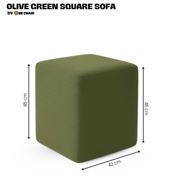 Ghế Ottoman Vuông Màu Olive Green – Dịch Vụ Cho Thuê Ghế Sự Kiện Tự Nhiên & Tinh Tế