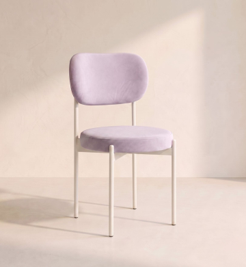 Velvet Chair – Soft Lilac (White Frame)