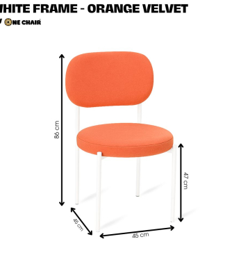 Ghế Velvet Cam Khung Trắng – Điểm Nhấn Trẻ Trung Cho Sự Kiện & Tiệc Cưới Hiện Đại