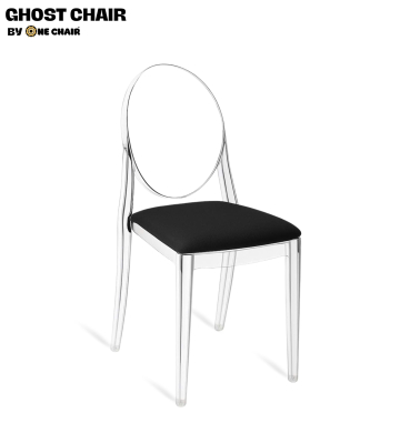Ghost Chair – Nệm Màu Đen | Ghế Sự Kiện Trong Suốt