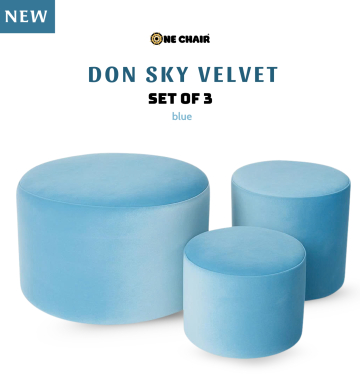 Don Sky Velvet – Bộ 3 Ghế Tròn Nhung Xanh | Ghế Sự Kiện Thanh Lịch