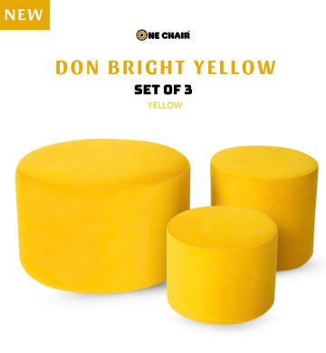 Don Bright Yellow – Bộ 3 Bàn Ghế Trụ Tròn Nhung Vàng