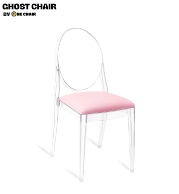 Ghost Chair – Nệm Màu Hồng Pastel | Ghế Sự Kiện Trong Suốt