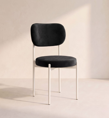 Velvet Chair – Black (White Frame)