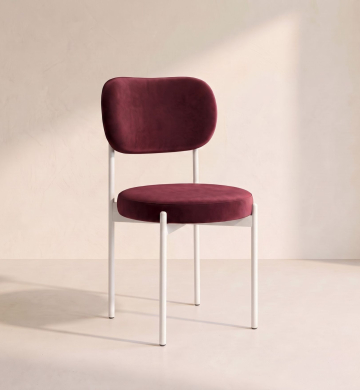 Velvet Chair – Burgundy (White Frame)