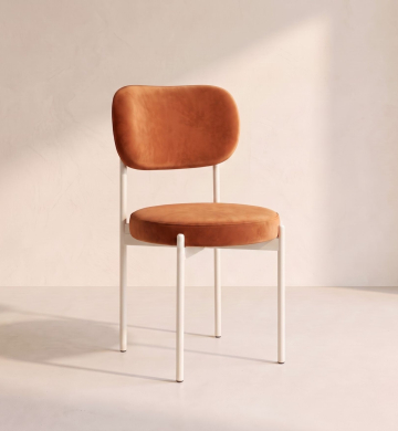 Velvet Chair – Burnt Orange (White Frame)