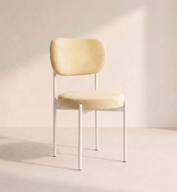 Velvet Chair – Butter Yellow (White Frame)