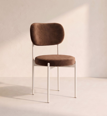 Velvet Chair – Chocolate Brown (White Frame)