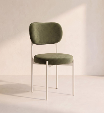 Velvet Chair – Olive Moss (White Frame)