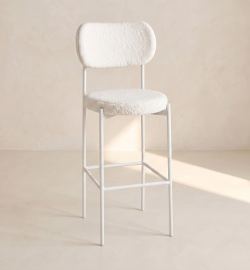 Bar Chair Velvet White (White Frame)