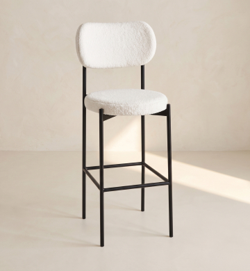 Bar Chair Velvet White (Black Frame)
